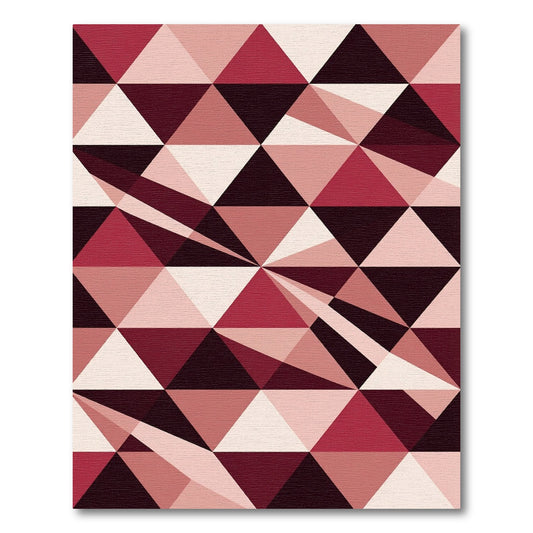 Geometric Burgundy Pink Abstract Triangle Rug