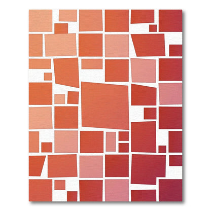Gradient Red Geometric Blocks Rug