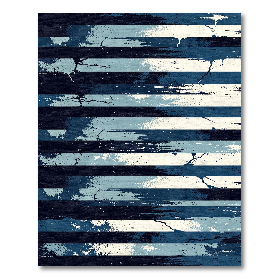Abstract Blue Splatter Stripe Rug