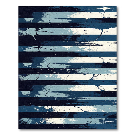 Abstract Blue Splatter Stripe Rug