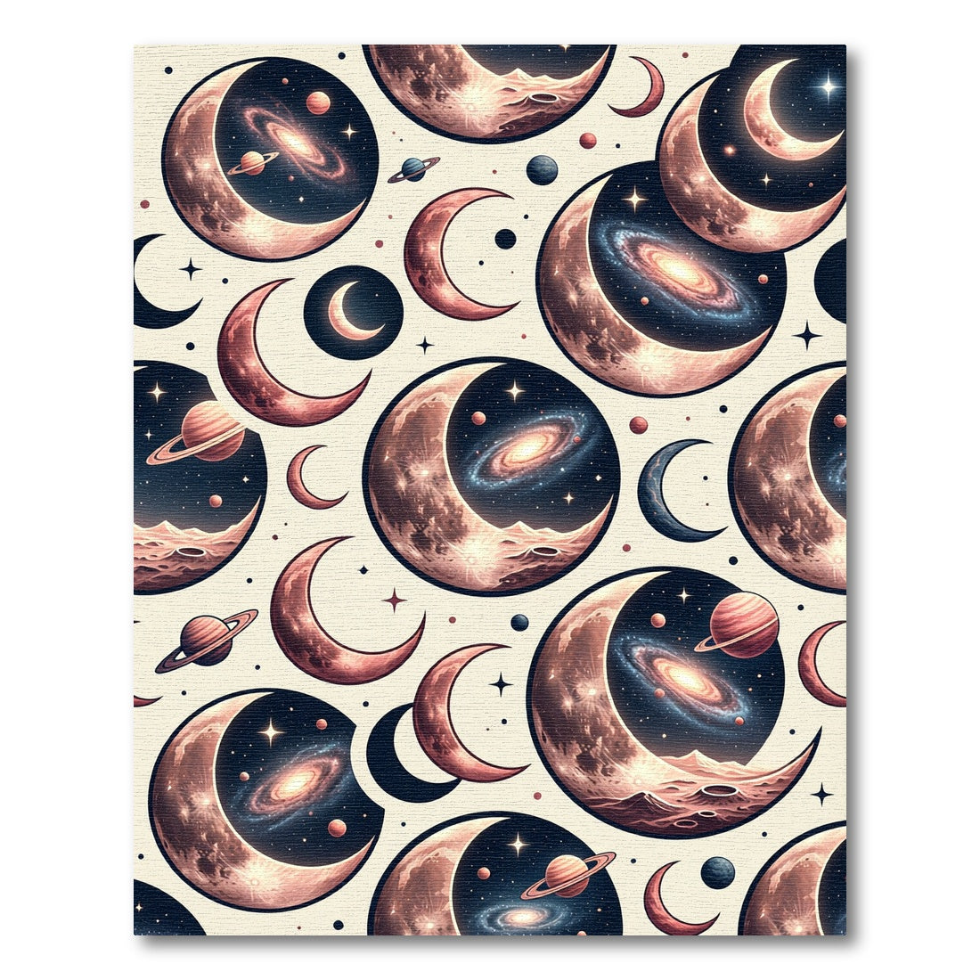 Celestial Moon and Galaxy Cosmic Composition Rug