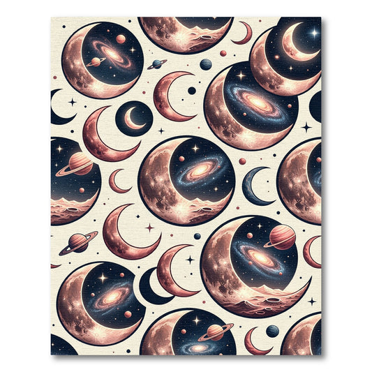 Celestial Moon and Galaxy Cosmic Composition Rug