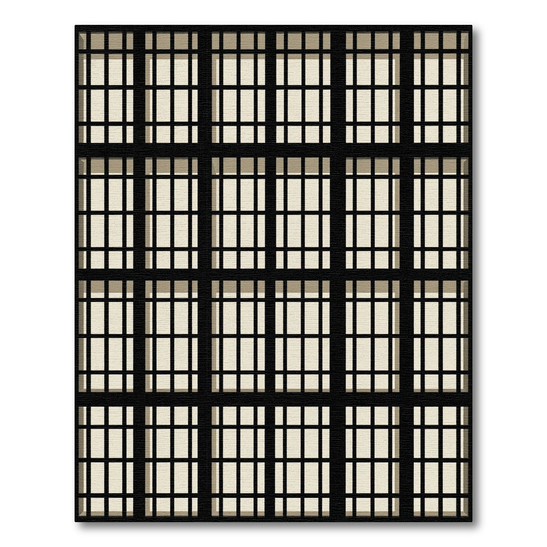 Minimalist Black and Cream Grid Rug