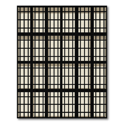 Minimalist Black and Cream Grid Rug