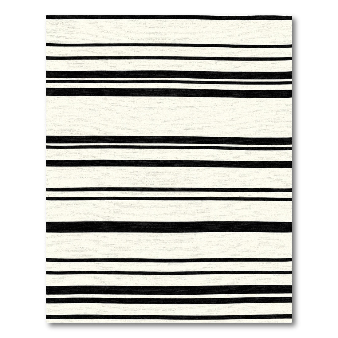 Bold Black Stripe Natural Linen Texture Rug