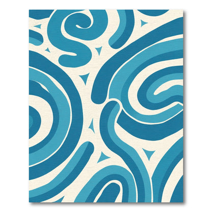Oceanic Blue Swirls Abstract Rug