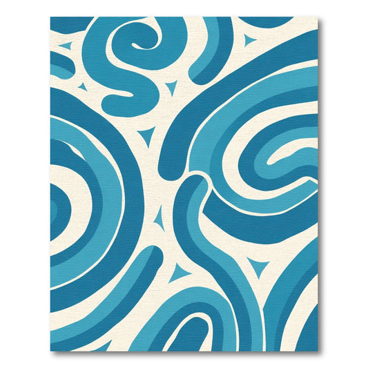 Oceanic Blue Swirls Abstract Rug