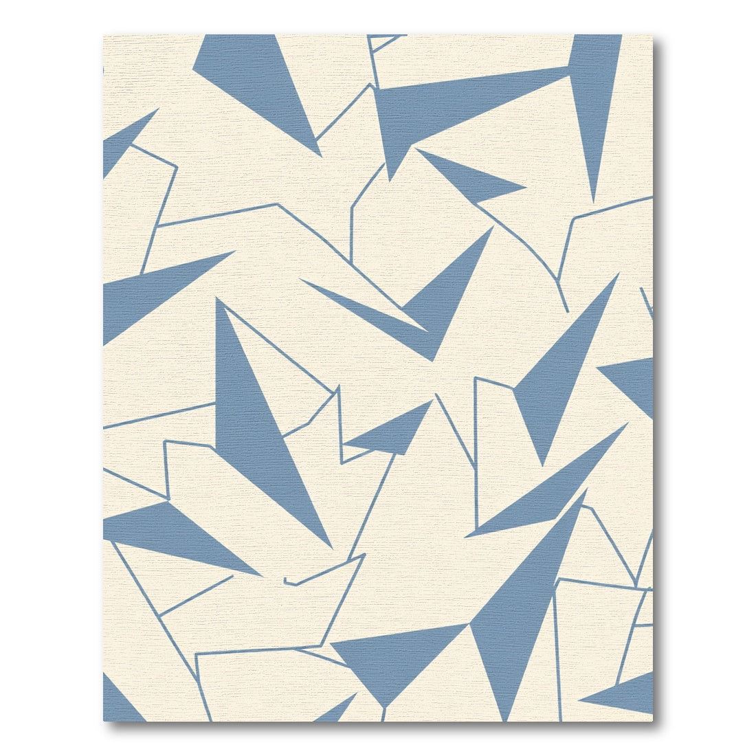 Blue Abstract Geometric Shapes Cream Rug