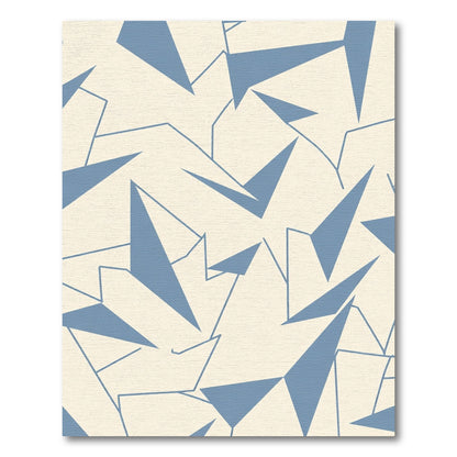 Blue Abstract Geometric Shapes Cream Rug