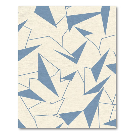 Blue Abstract Geometric Shapes Cream Rug