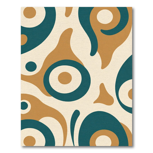 Teal Mustard Abstract Organic Shapes Rug