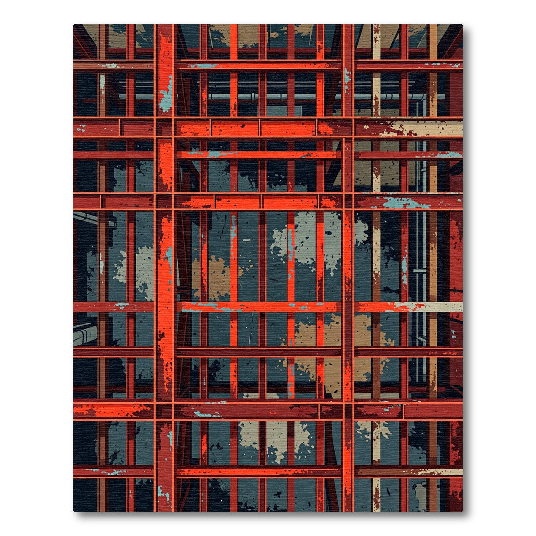 Industrial Red Grate Texture Rug