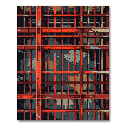 Industrial Red Grate Texture Rug