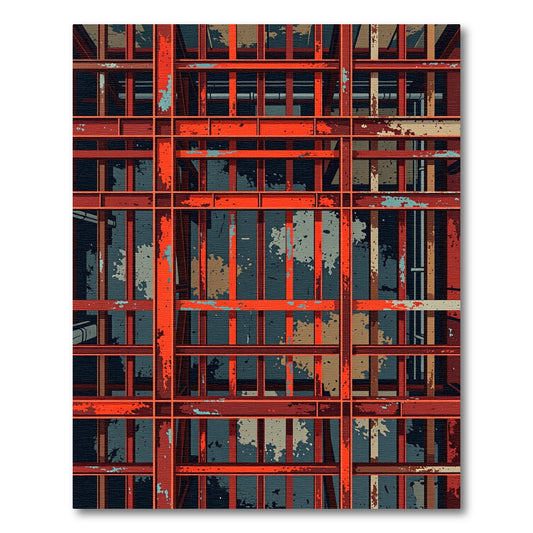 Industrial Red Grate Texture Rug