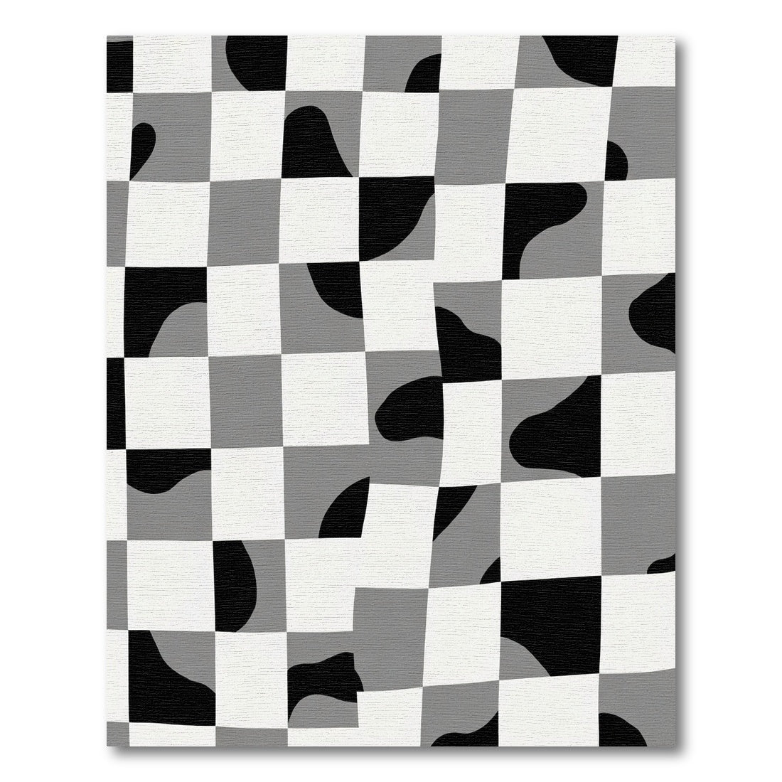Distorted Black White Checkerboard Flow Rug