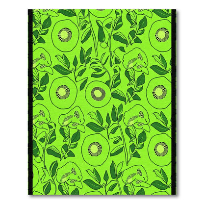 Vibrant Green Kiwi Botanical Collage Rug
