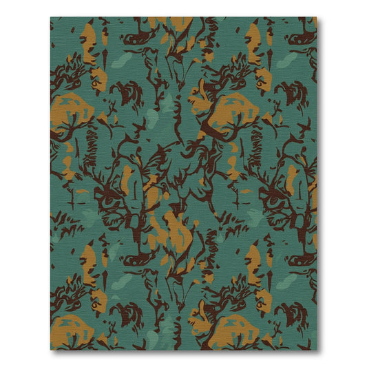 Teal and Gold Abstract Tangle Rug