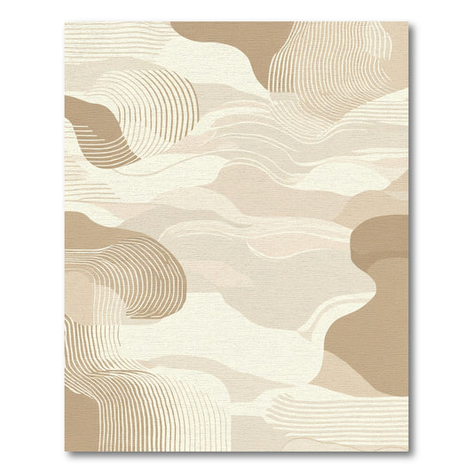 Beige Abstract Wavy Landscape Rug