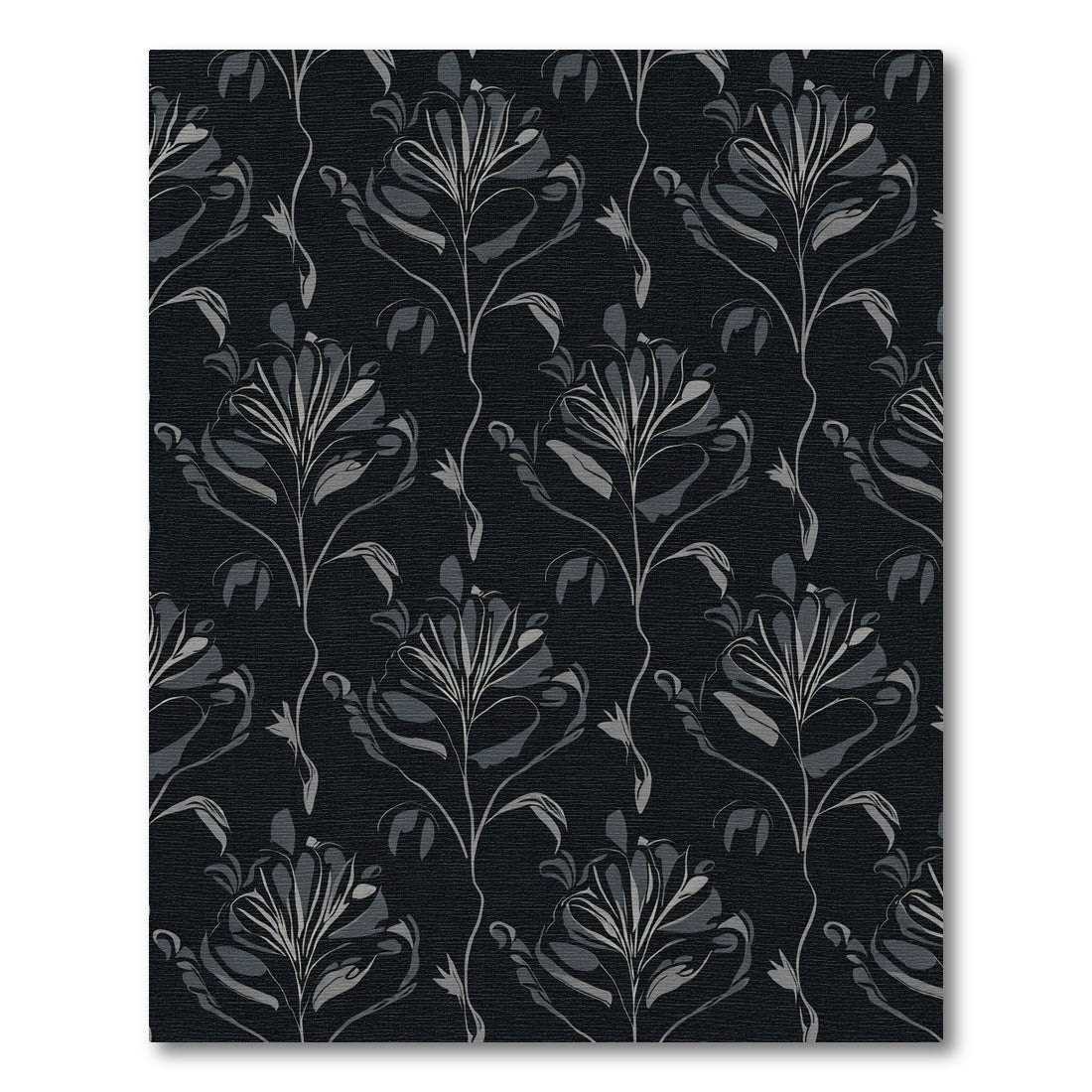 Dark Floral Vine Silhouette Rug
