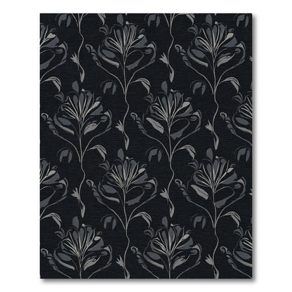 Dark Floral Vine Silhouette Rug