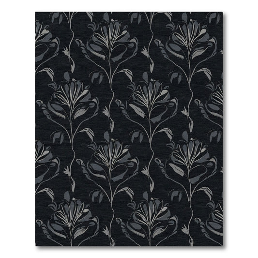 Dark Floral Vine Silhouette Rug