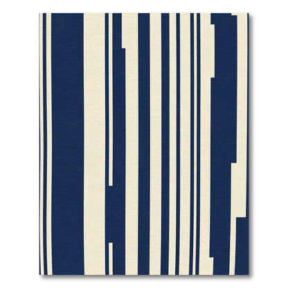 Deep Blue White Vertical Stripe Rug