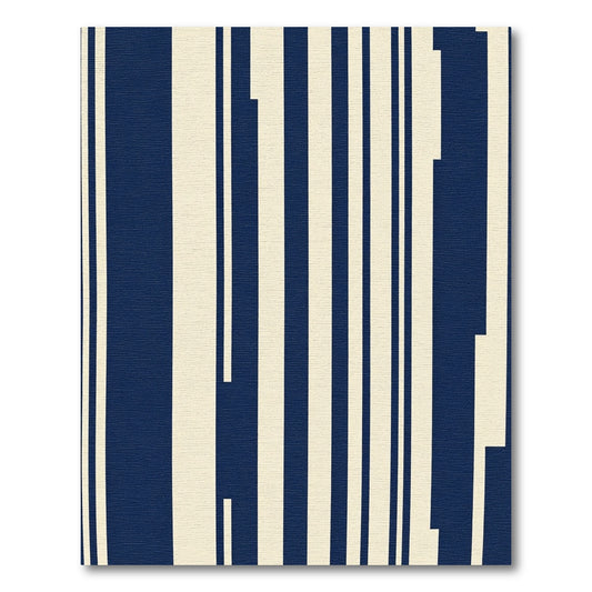 Deep Blue White Vertical Stripe Rug