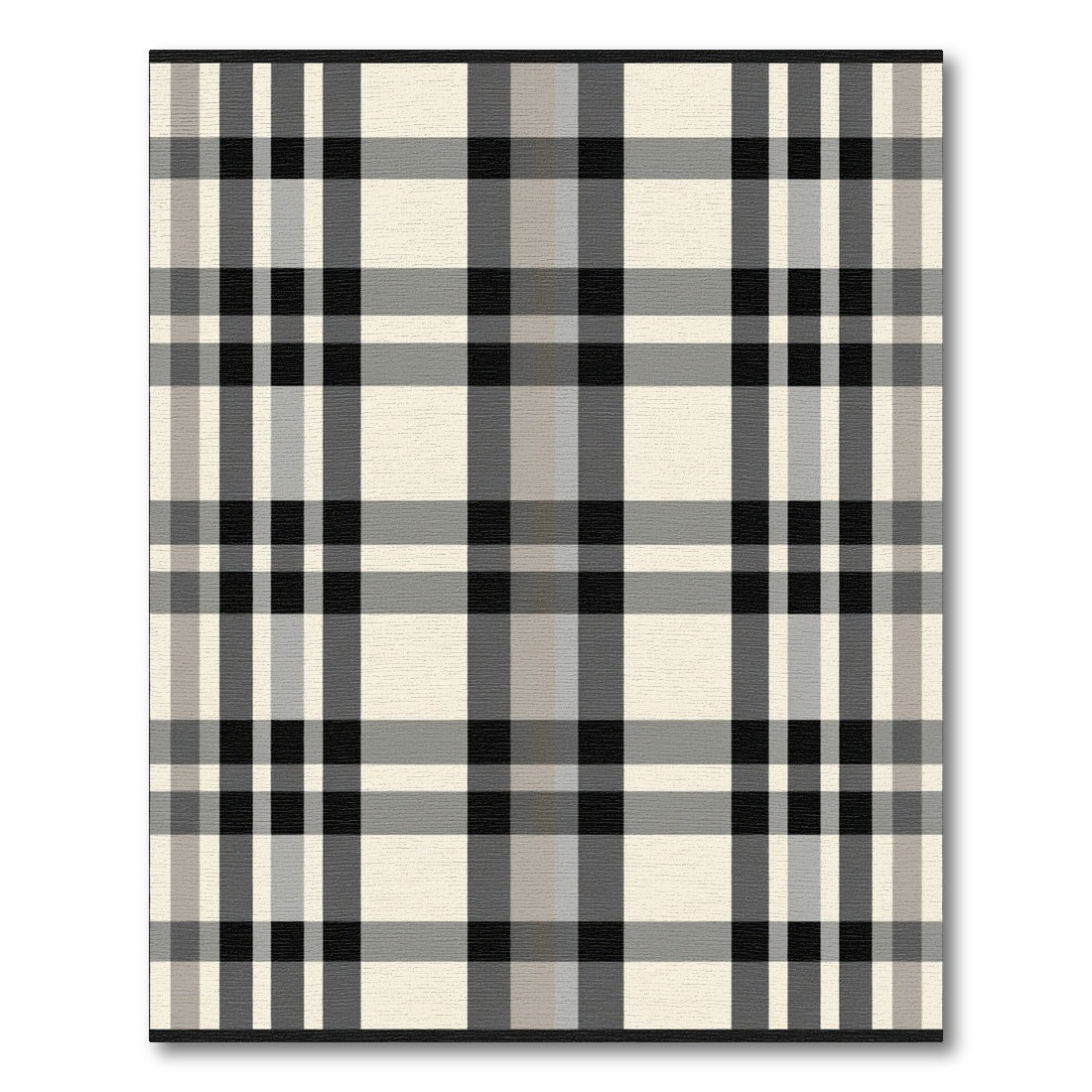 Classic Beige Black Tartan Check Rug