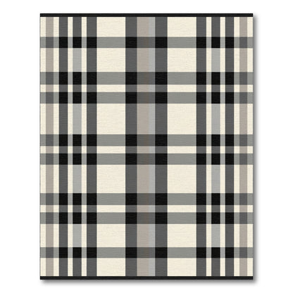 Classic Beige Black Tartan Check Rug