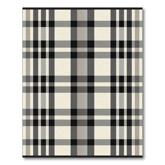 Classic Beige Black Tartan Check Rug