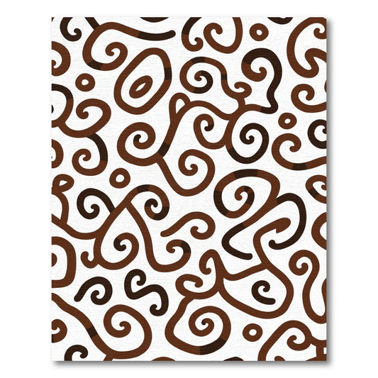 Brown Swirl Organic Abstract Vines Rug