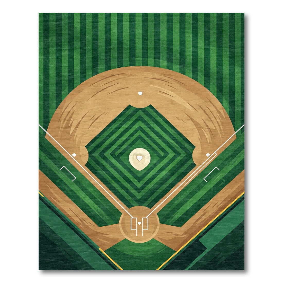 Geometric Baseball Diamond Grass Field Rug