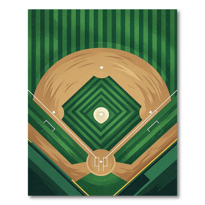 Geometric Baseball Diamond Grass Field Rug