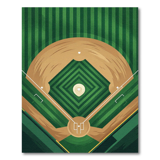 Geometric Baseball Diamond Grass Field Rug