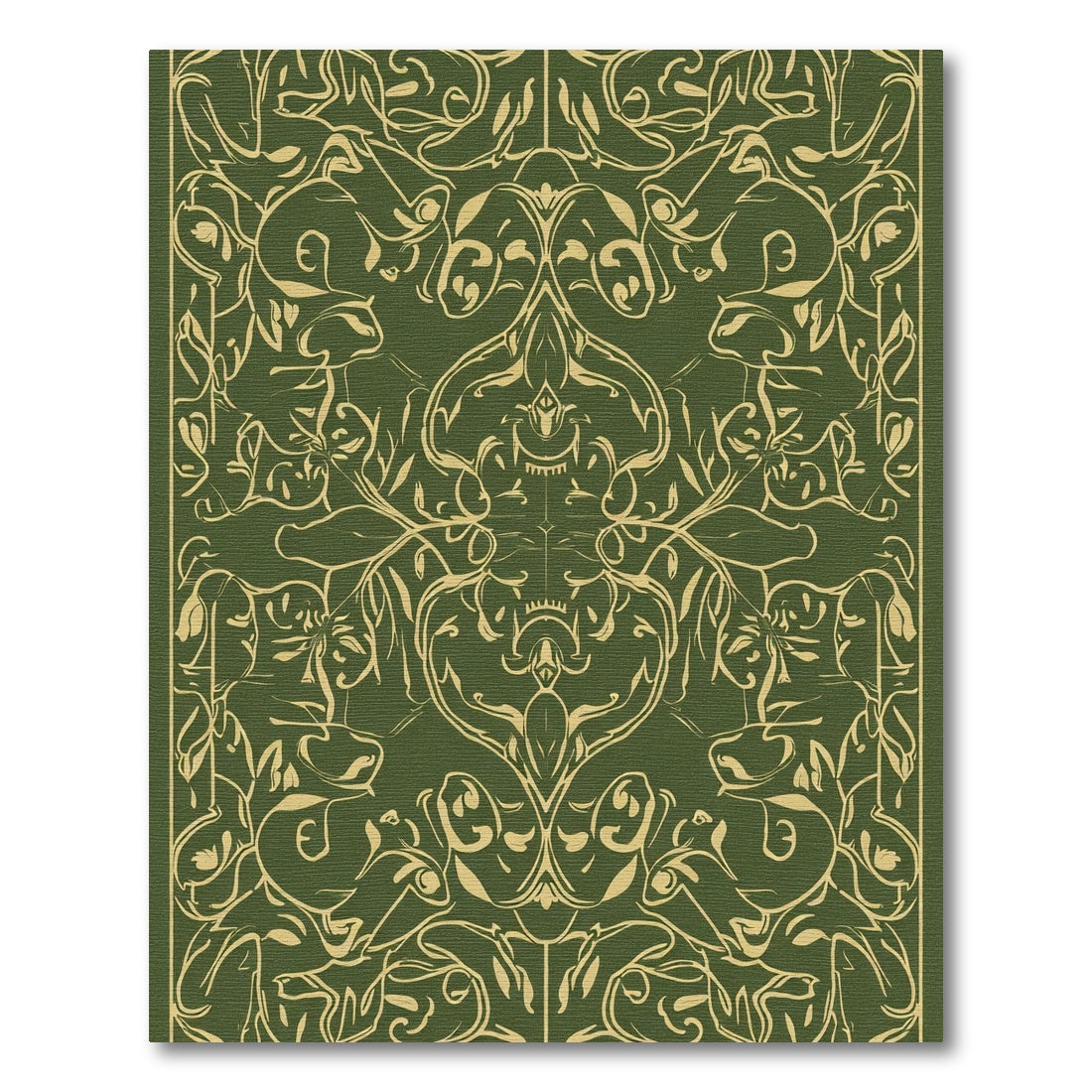 Rich Olive Gold Baroque Scroll Rug