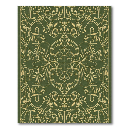Rich Olive Gold Baroque Scroll Rug