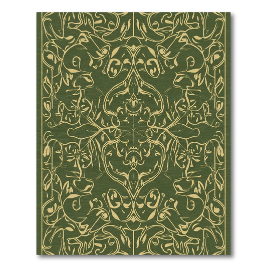 Rich Olive Gold Baroque Scroll Rug