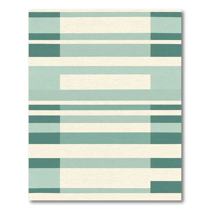 Modern Teal Geometric Block Rug