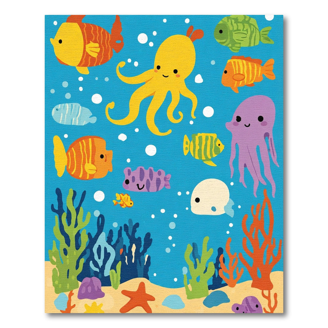 Playful Underwater Coral Reef Fauna Rug