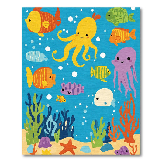 Playful Underwater Coral Reef Fauna Rug