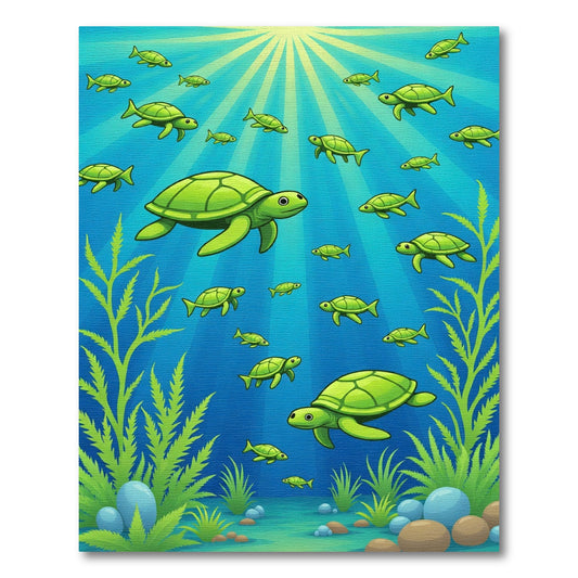 Bright Green Sea Turtles Ocean Life Rug