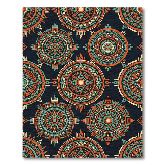 Bold Orange Teal Sunburst Medallion Rug