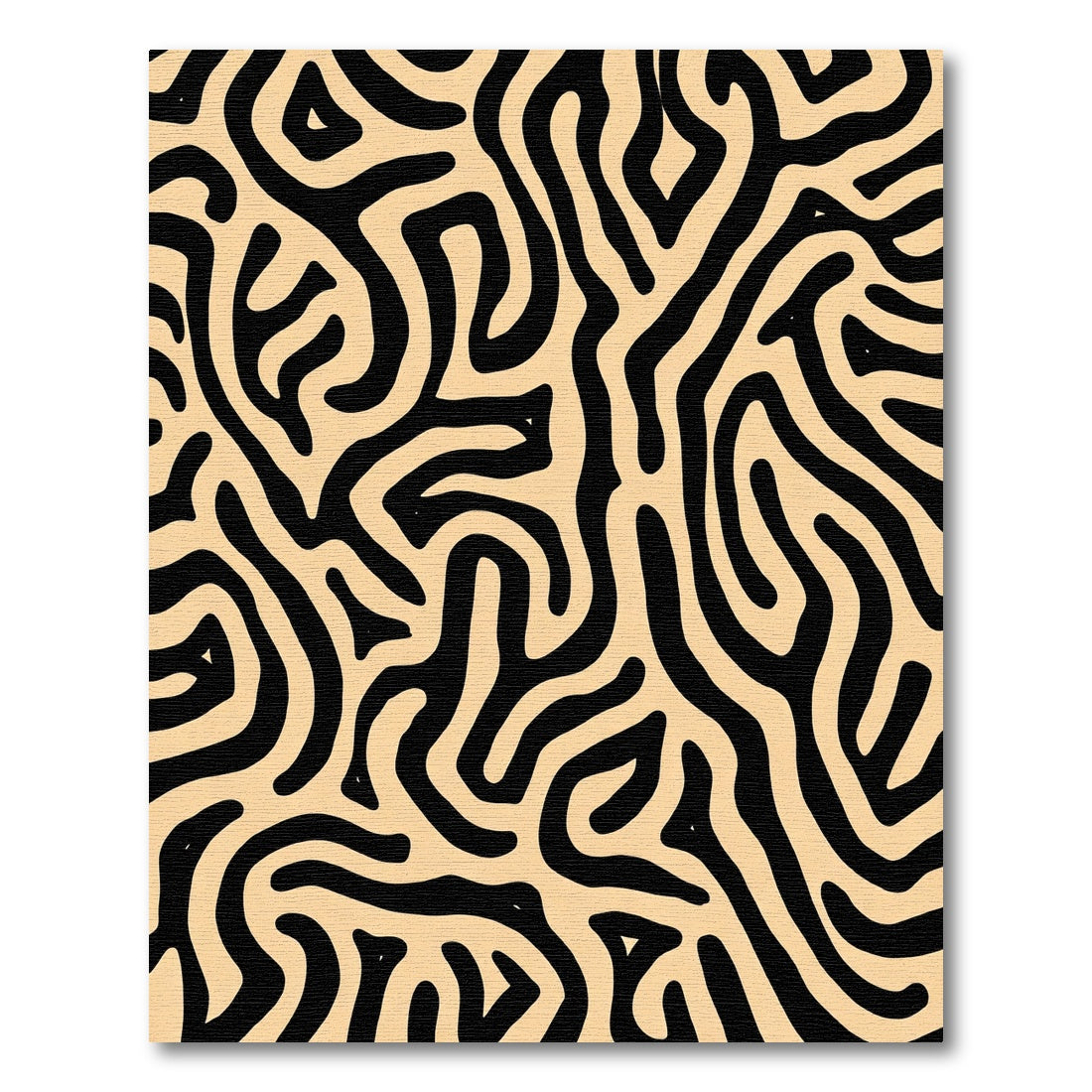 Modern Black Tan Maze Lines Rug