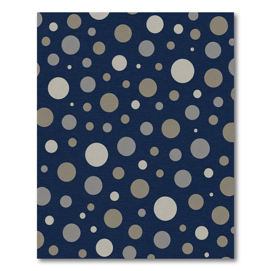 Navy Blue Scattered Circles Rug