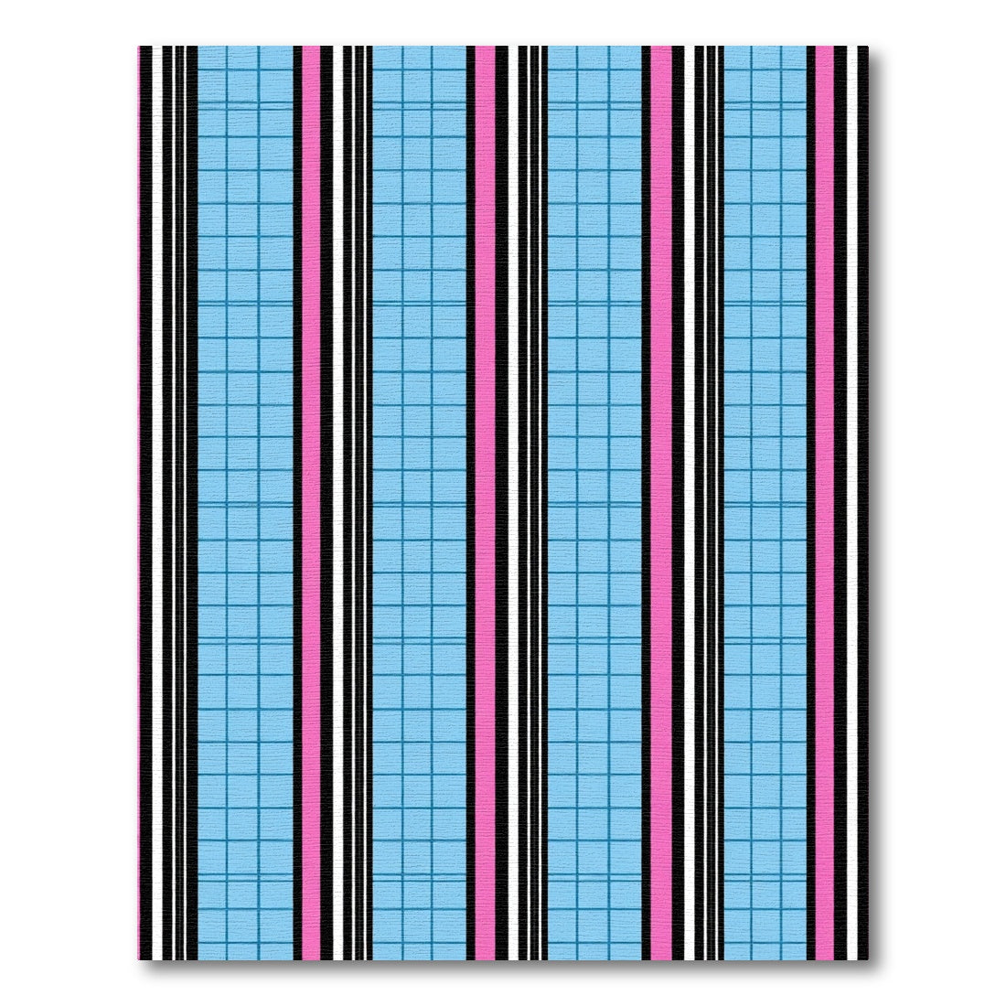 Pink Blue Black White Stripe Grid Rug