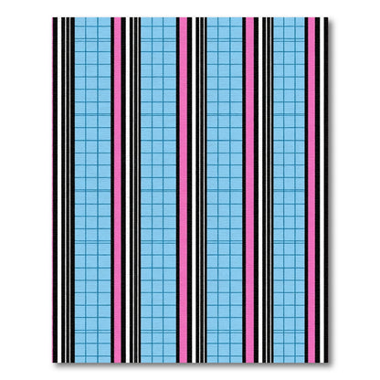 Pink Blue Black White Stripe Grid Rug