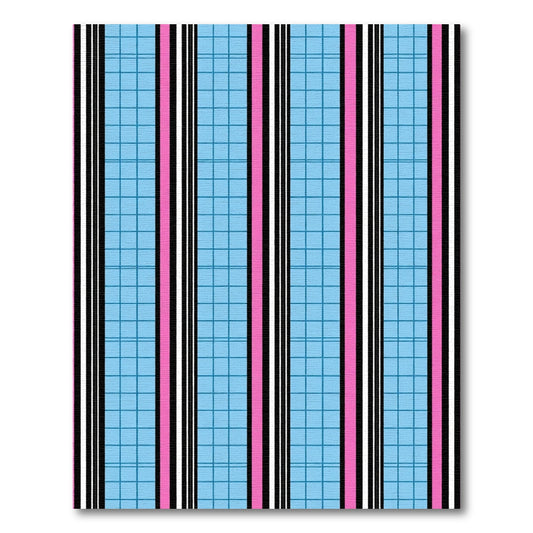 Pink Blue Black White Stripe Grid Rug