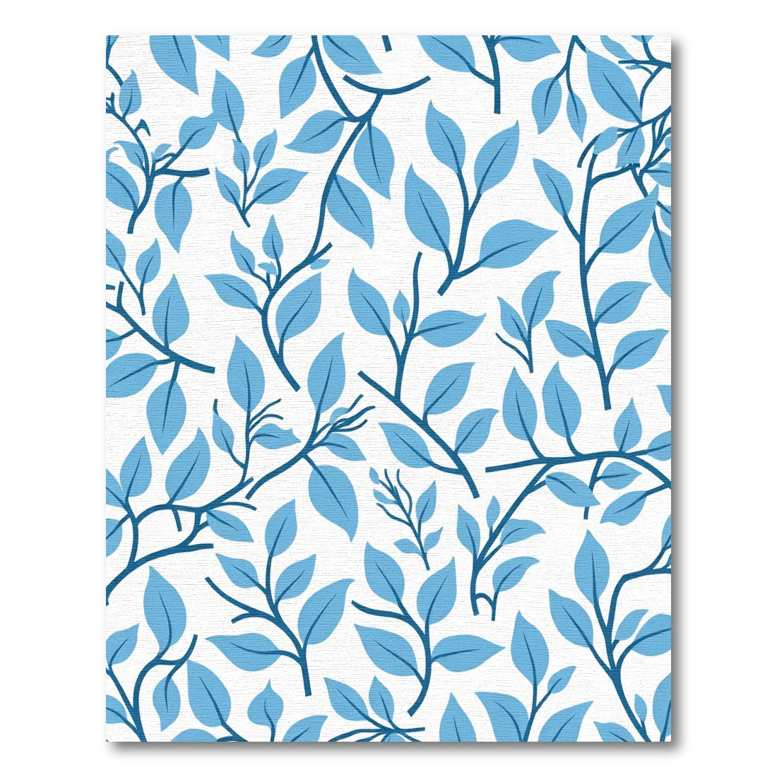 Sky Blue Leafy Branch Pattern Rug