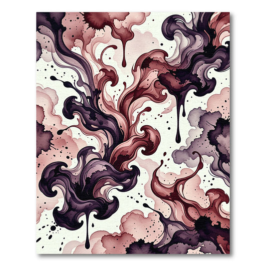 Moody Ink Wash Swirl Abstract Art Rug