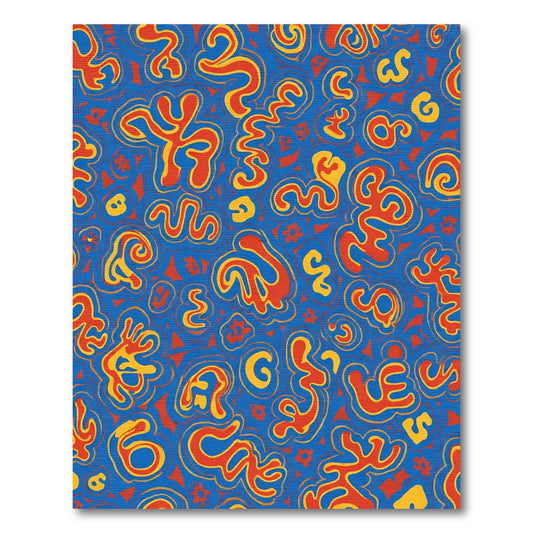 Bold Blue Orange Swirling Abstract Forms Rug
